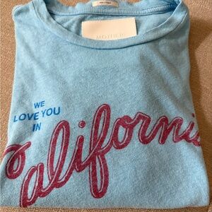 MOTHER Light Blue Tee with Red Script 'California'